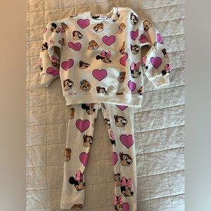 Zara Disney girl sweatshirt and ribbed leggings matching set 4T